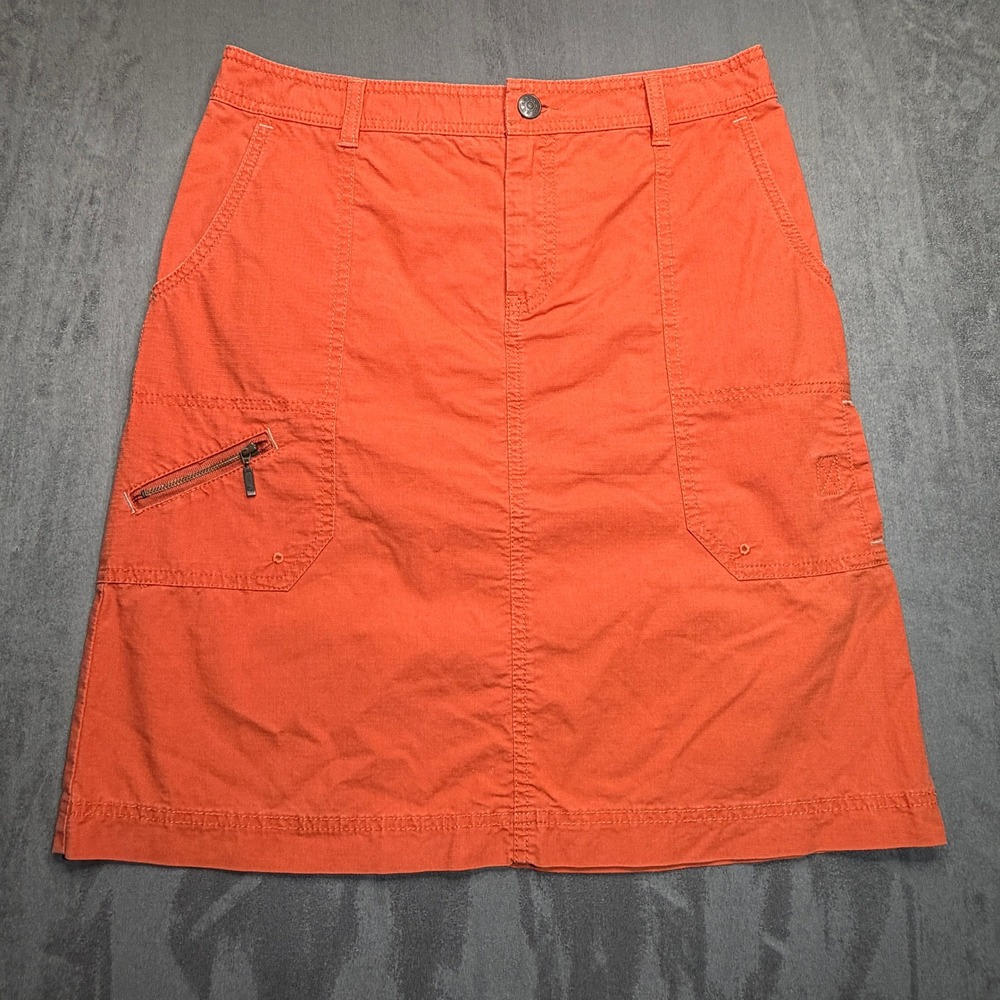 Vtg Y2K Eddie Bauer Cargo Skirt Womens Sz 2 Orange Ripstop Hiking Gorpcore Mini